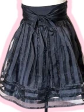 Betsey Johnson Black Striped A-Line Skirt with Waist Tie